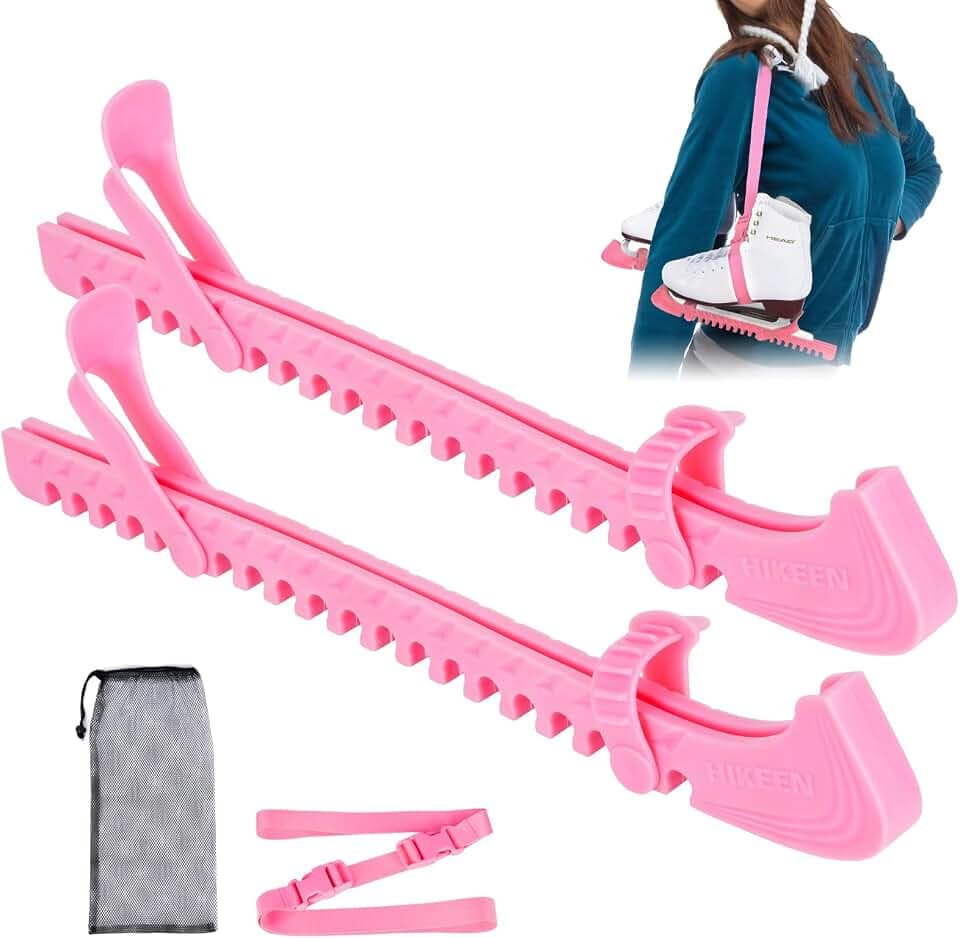 BOOSTEADY Schlittschuhschutz Verstellbarer Spatenschutz Kufenschoner für Eishockeyschlittschuhe 1 oder 2 Paar Schlittschuh Schutzhüllen, Schwarz/Blau/Rosa