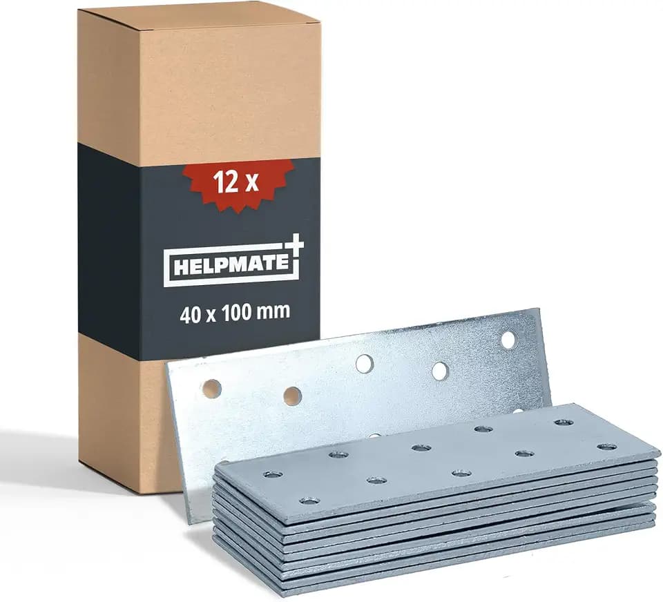 HELPMATE – Lochplatten 40x100 mm – 12 Stück – galvanisch verzinkt