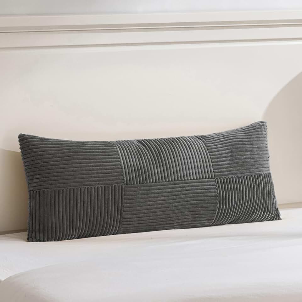 1 Stück Dunkelgrau Kissenbezug 40x145 cm Weich Kordsamt Kissenbezüge Kissenhülle Dekokissenbezug Sofakissen Dekokissen Boho Deko für Sofa Schlafzimmer Wohnzimmer Balkon (Ohne Kissenfüllung)
