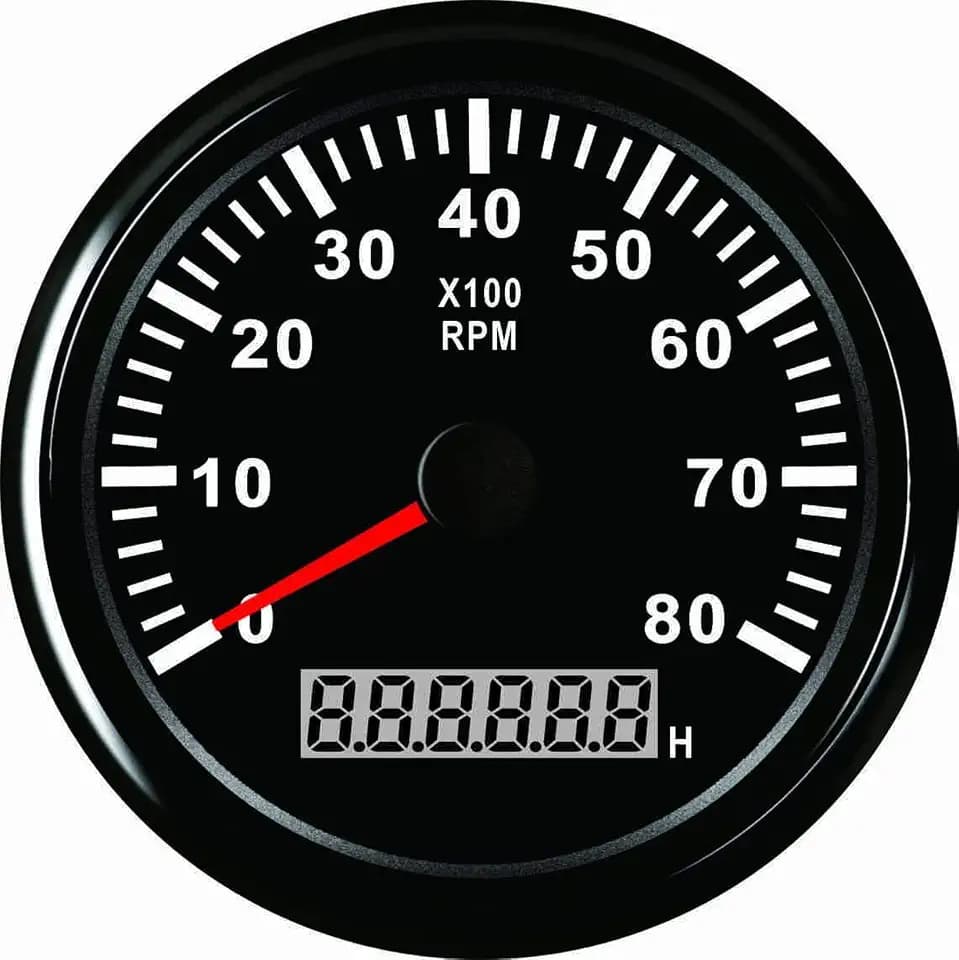 SAMDO 85mm Marine Tachometer Car Truck Boat Tacho Gauge with Hour Meter Waterproof 8000 RPM 12V 24V
