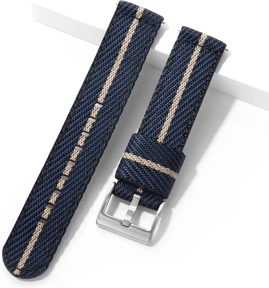 TACTICAL FROG 18 mm 20 mm 22 mm Fast Release Nylon Watch band with Stainless Steel Buckle, Two-Piece Waterproof Nylon Watch Strap for Men and Women