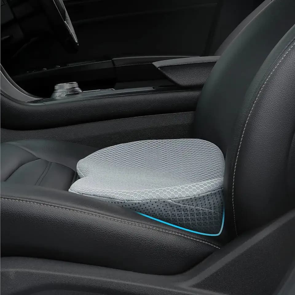Car Seat Cushion, Memory Foam Seat Pad for Sciatica and Lower Back Pain Relief, Seat Cushion for Car Seat Driver (Gray)