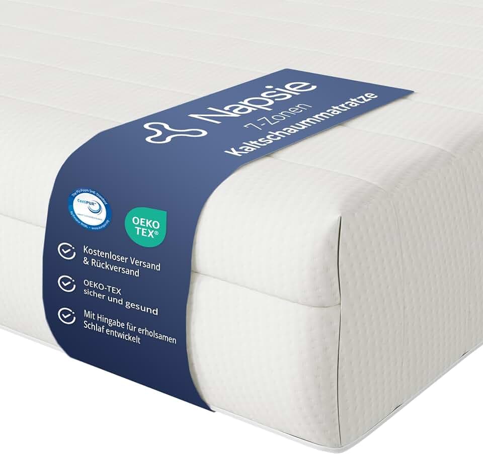7-Zonen Matratze 140x200 cm | H3 Mittelfest | Ergonomische Kaltschaummatratze | Hypoallergen & Antibakteriell | Bezug abnehmbar & waschbar | Oeko-TEX® (16cm, 140 x 200 cm)