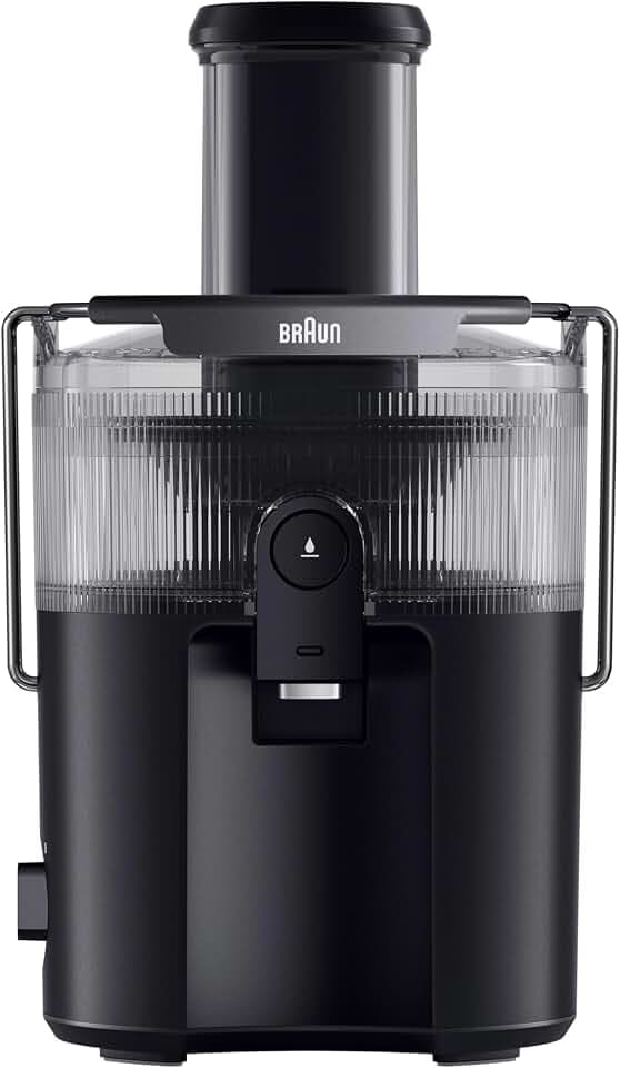 Braun MultiJuice 5 SJ500, Zentrifugalentsafter mit ColdXtract-Technologie, 75 mm Einfüllöffnung, 1,5L Fruchtsaftbehälter, Anti-Tropf-System, 4-faches Sicherheitssystem, Edelstahlfilter, 800W, Schwarz