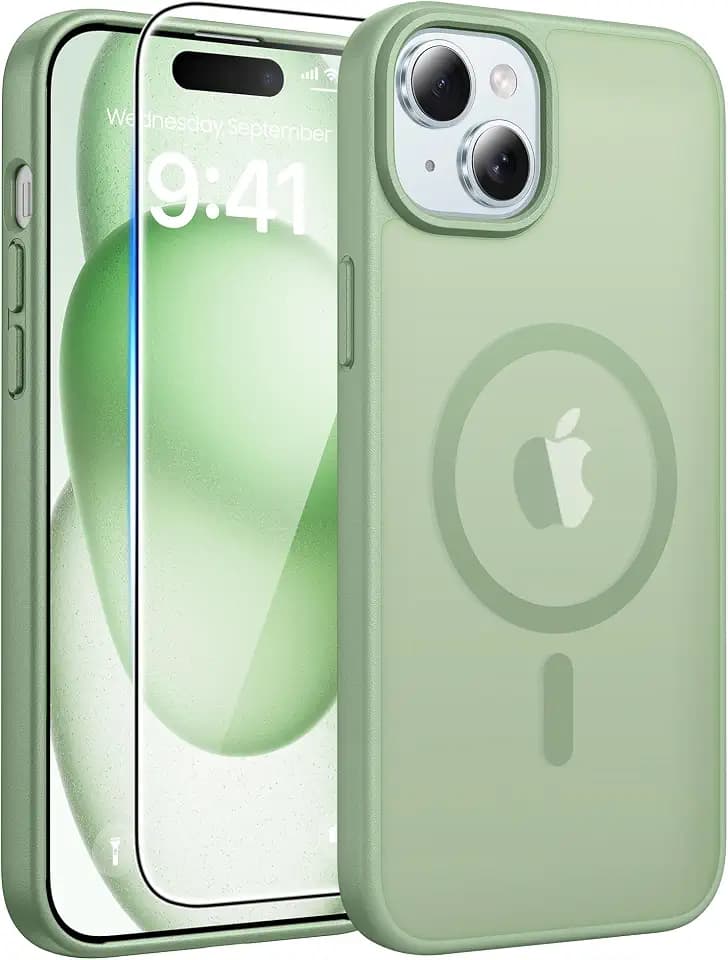 FNTCASE for iPhone 15/14/13 Case, Fit for Magsafe, Glass Screen Protector
