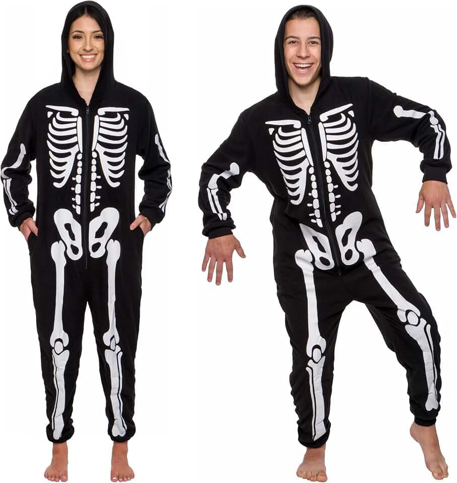 Funziez! Slim Fit Adult Onesie - Animal Halloween Costume - Plush Fruit One Piece Cosplay Suit for Women and Men