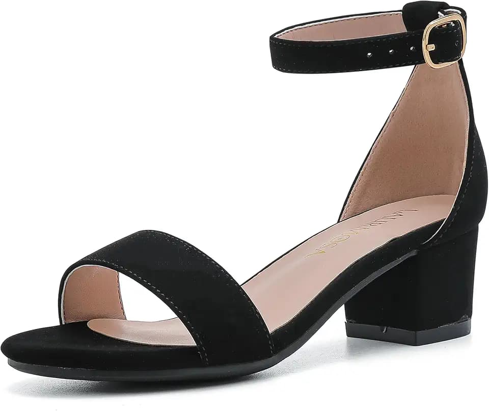 LAURMOSA Girls High Heels Open Toe Sandal for Girls Ankle Strap Dress Shoes