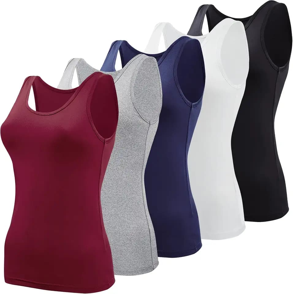 BQTQ 5 Stück Unterhemd Damen Crop Top Tank Top Basic Cami Tank Top für Frauen und Mädchen