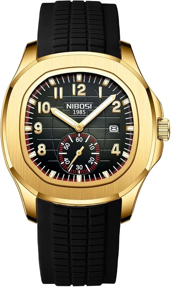Men's Classic Watch Luminous Dial with Date Function Silicone Strap Waterproof Quartz Wristwatches for Men