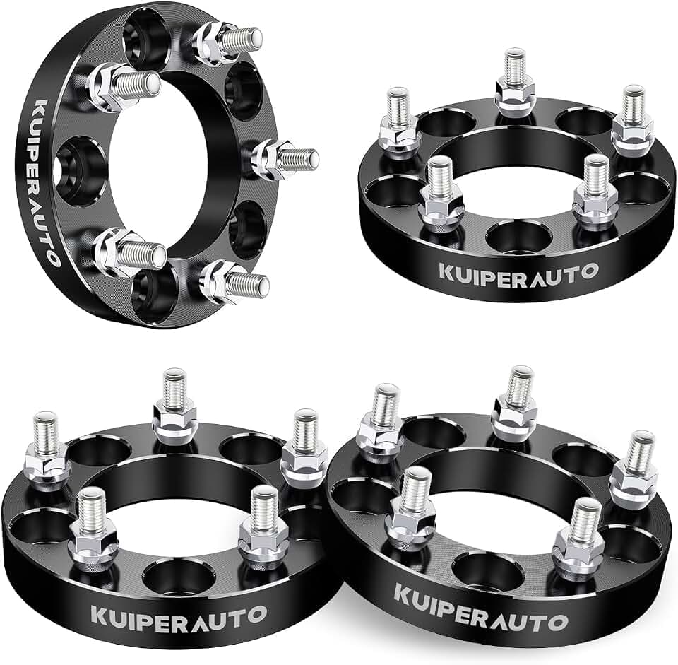 KUIPERAUTO 5x4.5 Wheel Spacers, 1 inch 5X114.3mm Forged Wheel Adapters Compatible for 1987-2006 Jeep Wrangler, Compatible for 1994-2014 Ford Mustang, 1/2"-20 Studs 82.5mm Center Bore 4PCS Black