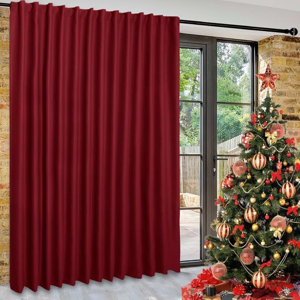 DWCN Room Divider Curtain - Patio Sliding Door Curtains, Extra Wide Blackout Curtains with Back Tab & Rod Pocket for Living Room and Bedroom Partition, 100 x 96 Inches Burgundy