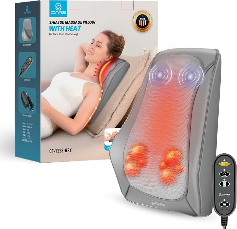 COMFIER Shiatsu Nackenmassagegerät 4D mit Wärme und Vibration
