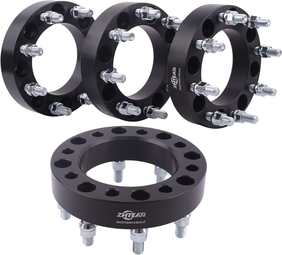 4pcs/Set 1.5 Inch 8x180 to 8x6.5 Forged Wheel Adapters with 14x1.5 Studs Compatible with Chevy GMC 8 Lug for 2011-2023 Silverado Sierra 2500 3500 HD