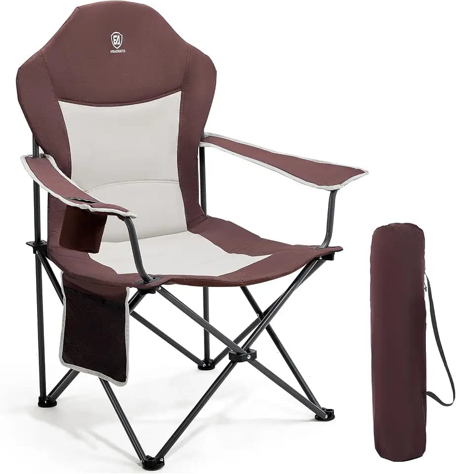 EVER ADVANCED Luxus Campingstuhl Faltbar 160 KG Belastbar Ultragroß mit Hochlehner Bequem Gepolster Klappstuhl Camping Garten Balkon Strand, Camping Stuhl Sessel Gartenstuhl Anglerstuhl