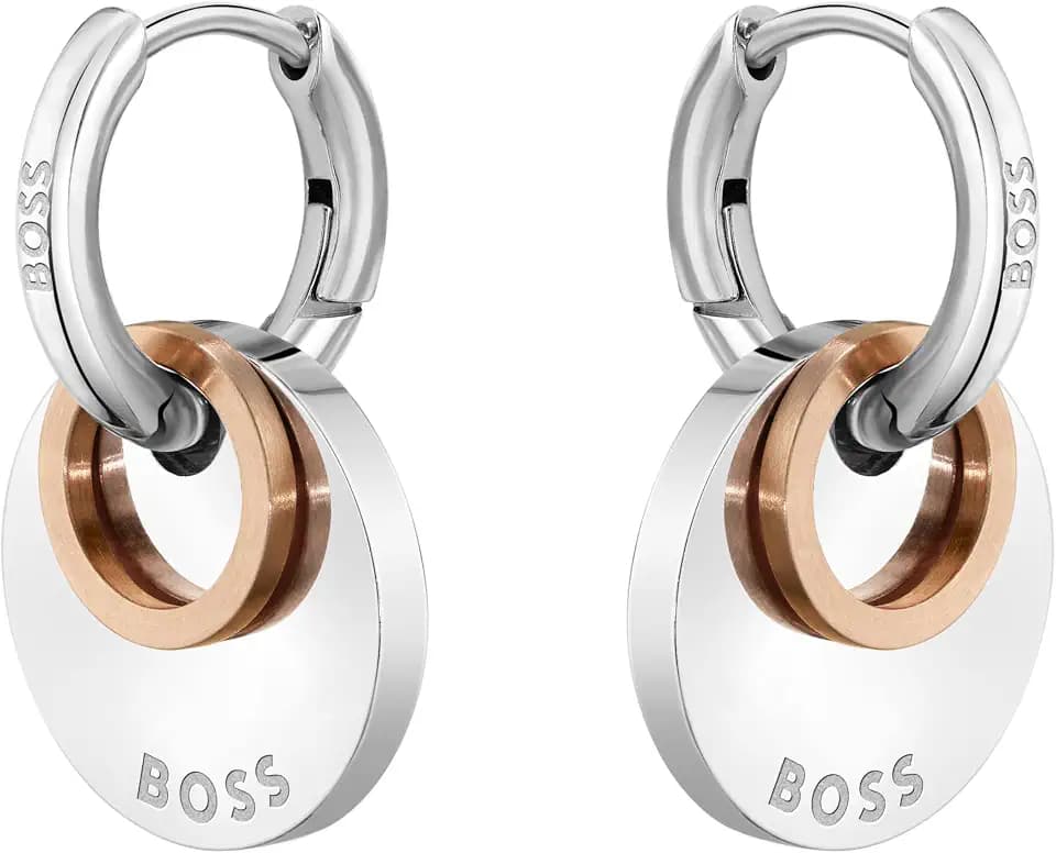 BOSS Jewelry Huggies Ohrringe für Damen Kollektion MEDALLION aus Edelstahl - 1580231