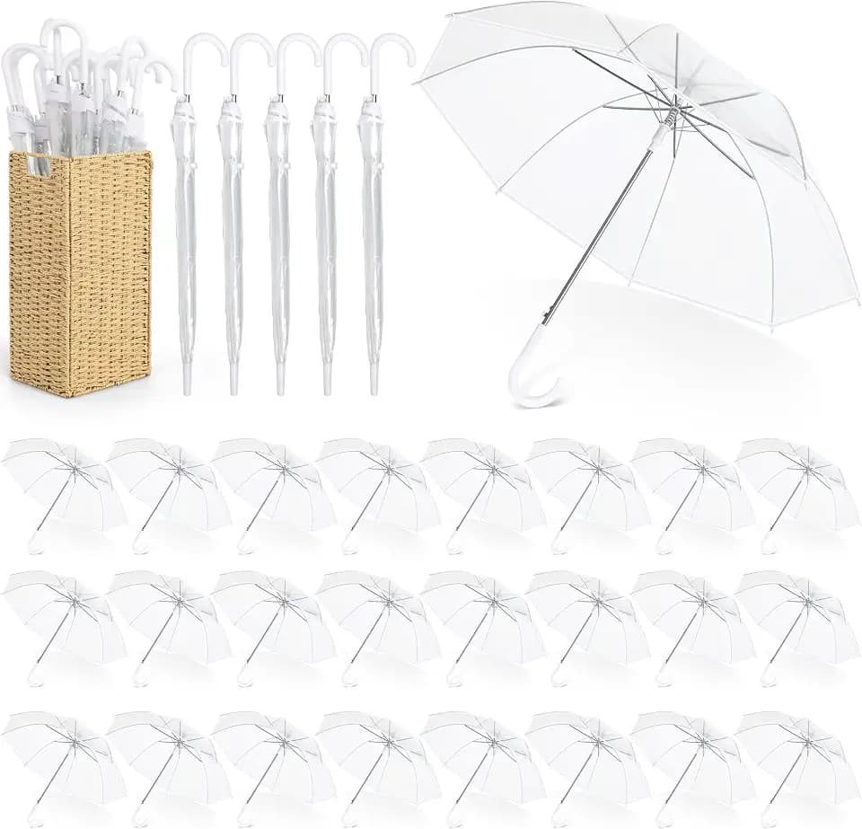 Aodaer 39.4 Inch Clear Wedding Umbrella with Foldable Storage Box