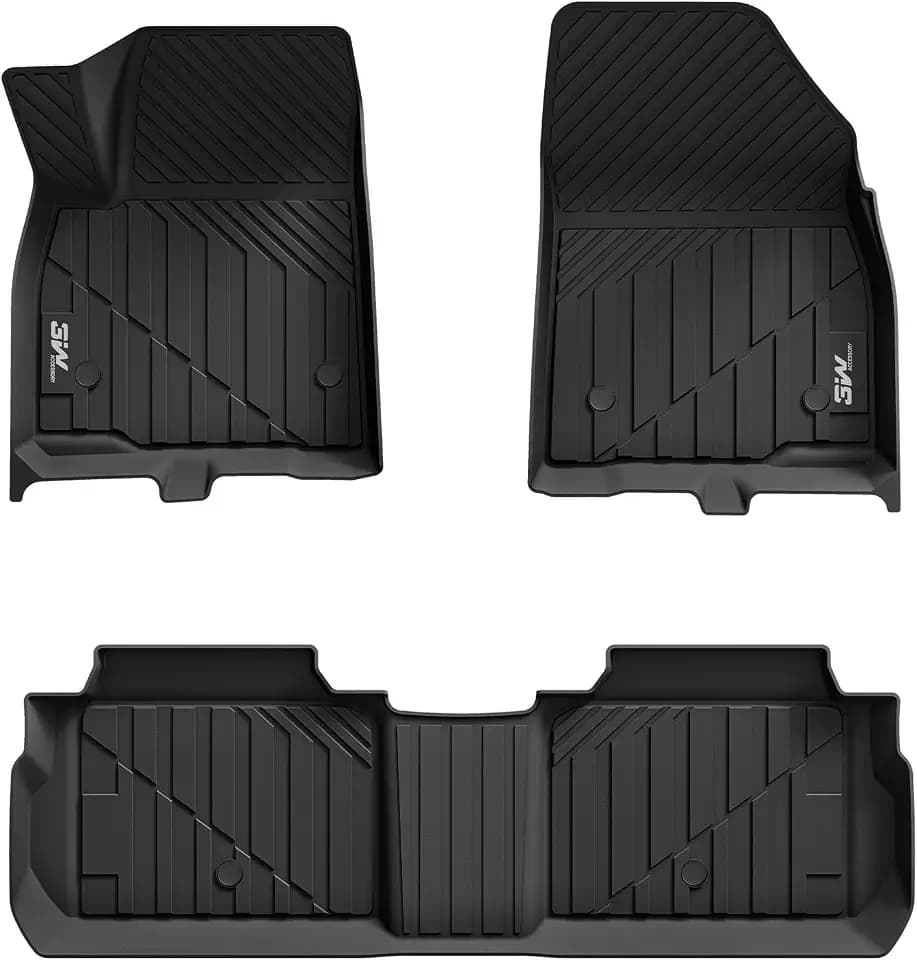 3W Floor Mats for Cadillac XT5 2016-2024 2025, Custom Fit All Weather TPE Floor Liners, 1st & 2nd Row Full Set Car Accessories, Black