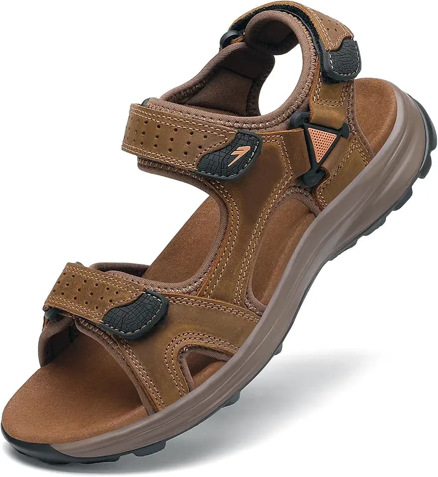 FLARUT Herren Sandalen Trekkingsandalen Outdoorsandalen Leder