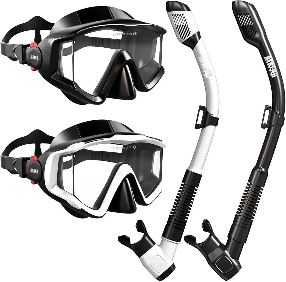 Aegend Snorkeling Gear Set for Adults with Mask & Snorkel & Travel Mesh Bag