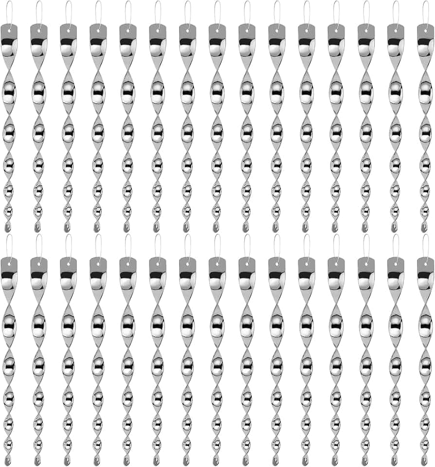 Besmon Woodpecker Bird Scare Devices，Reflective Scare Rods Control Device to Keep Birds Away from Patio Pool（Christmas Reflective Strip Hanging Home as Decoration） (30PCS)