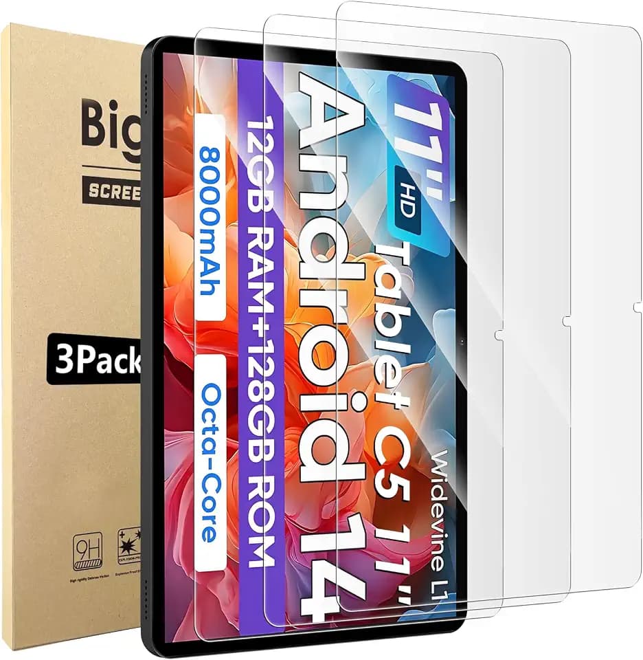 3 Pack Screen Protector Compatible with COLORROOM Tablet C5 11 inch Tablet, HD Clear Tempered Glass, Anti Scratch, Bubble Free, Case Friendly, 9 Hardness, Shock Resistant