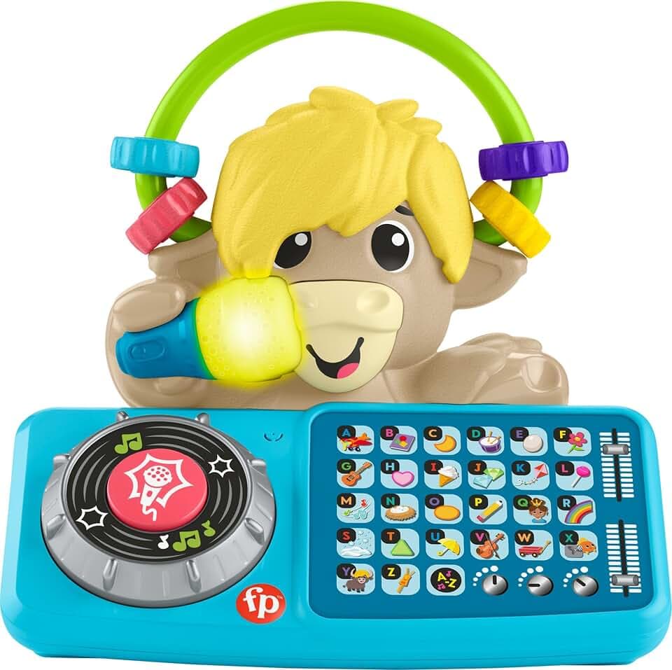 Fisher-Price Sync Squad Yack Buchstaben-Spielzeug für Babys und Kleinkinder mit Musik und interaktiven Lichtern, ab 9 Monaten, französische Version, HYK96