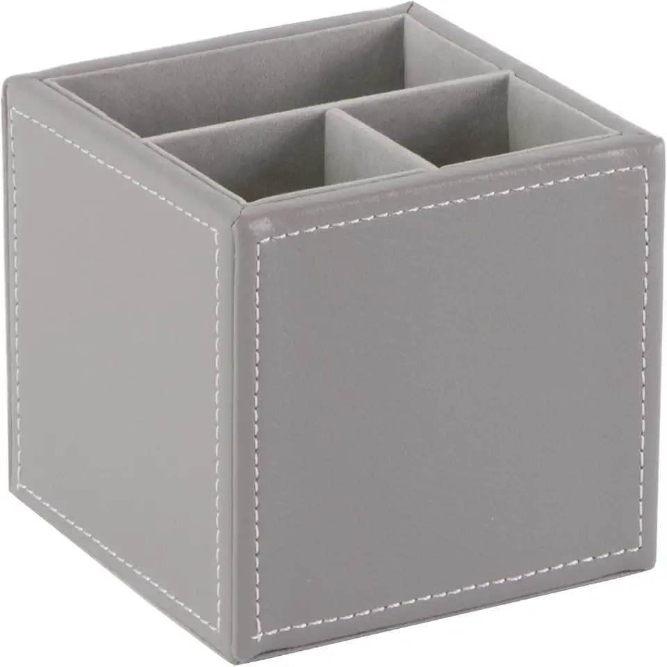 OSCO GRYPUPP3 Faux Leather Square Pen Pot - Grey