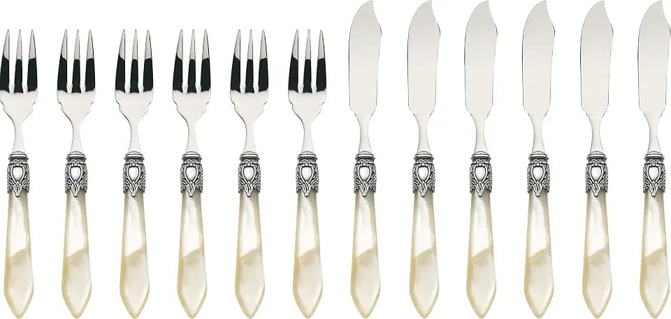 Bugatti oxbam-s3285 Oxford Besteckgarnitur, 12-teilig Fisch Edelstahl/ABS Elfenbeinfarben 36 x 26 x 6 cm