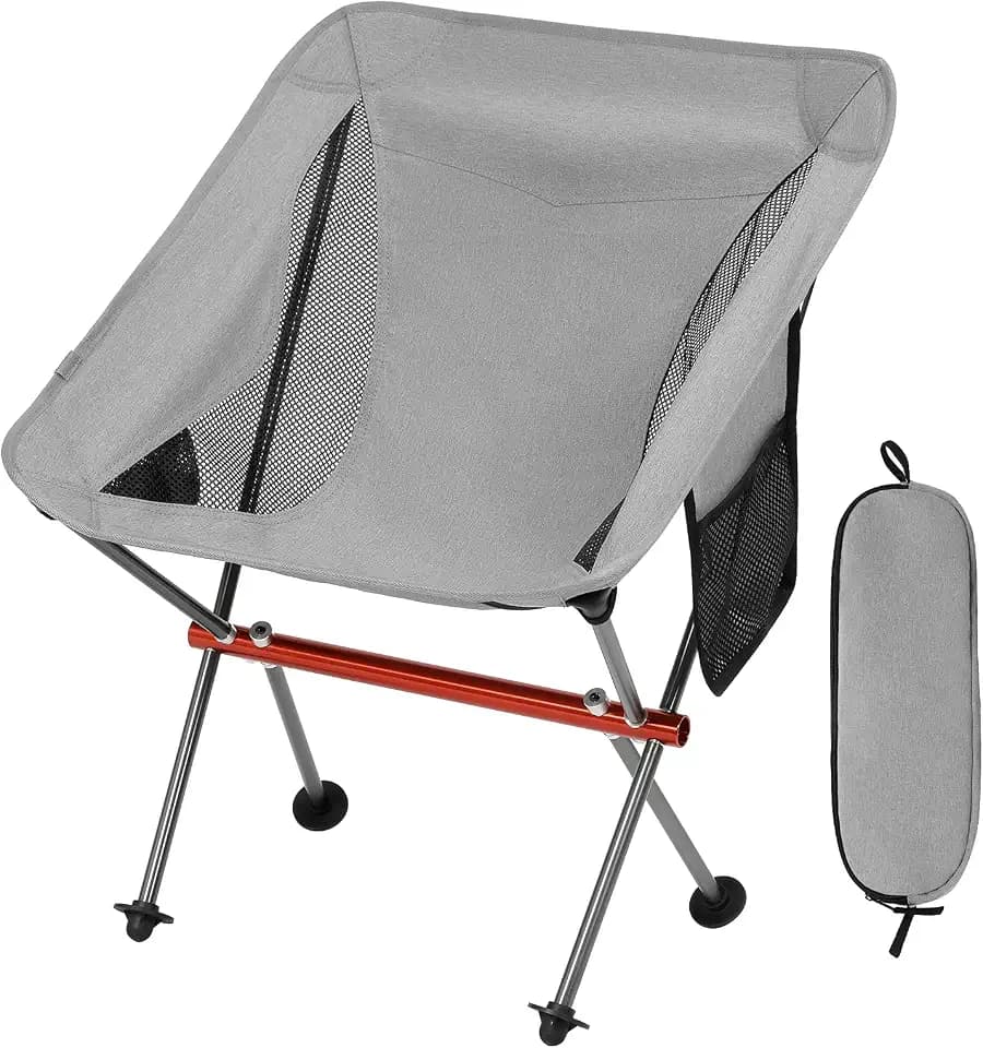 SHALLWE Ultraleichter, tragbarer Campingstuhl, Luftfahrt-Aluminiumrahmen, kompakte Klappstühle, 136 kg Kapazität, mit Breiten Füßen und Aufbewahrungstasche, geeignet für Camping, Grillen, Wandern,