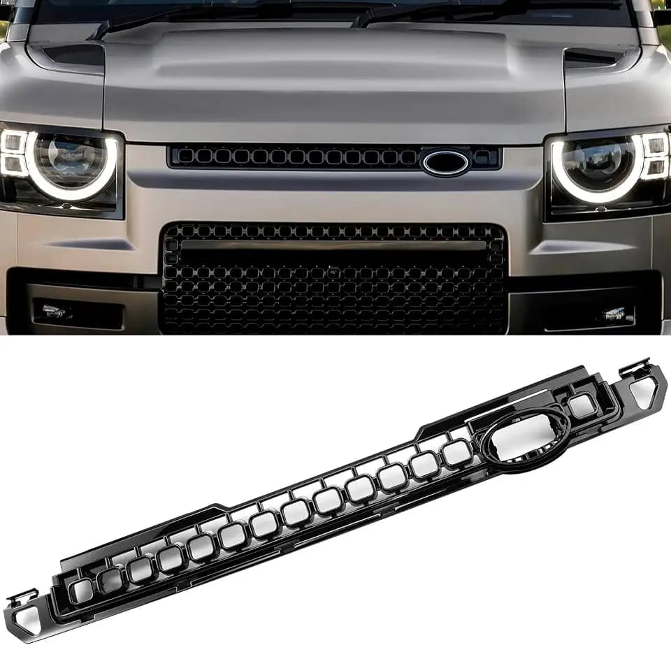 Black Octa-Style Bumper Grille Trim Badge Strip for Defender 90 110 130