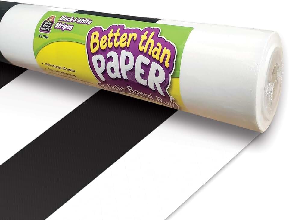 Teacher Created Resources Black & White Stripes Better Than Paper Bulletin Board Roll (TCR77894)