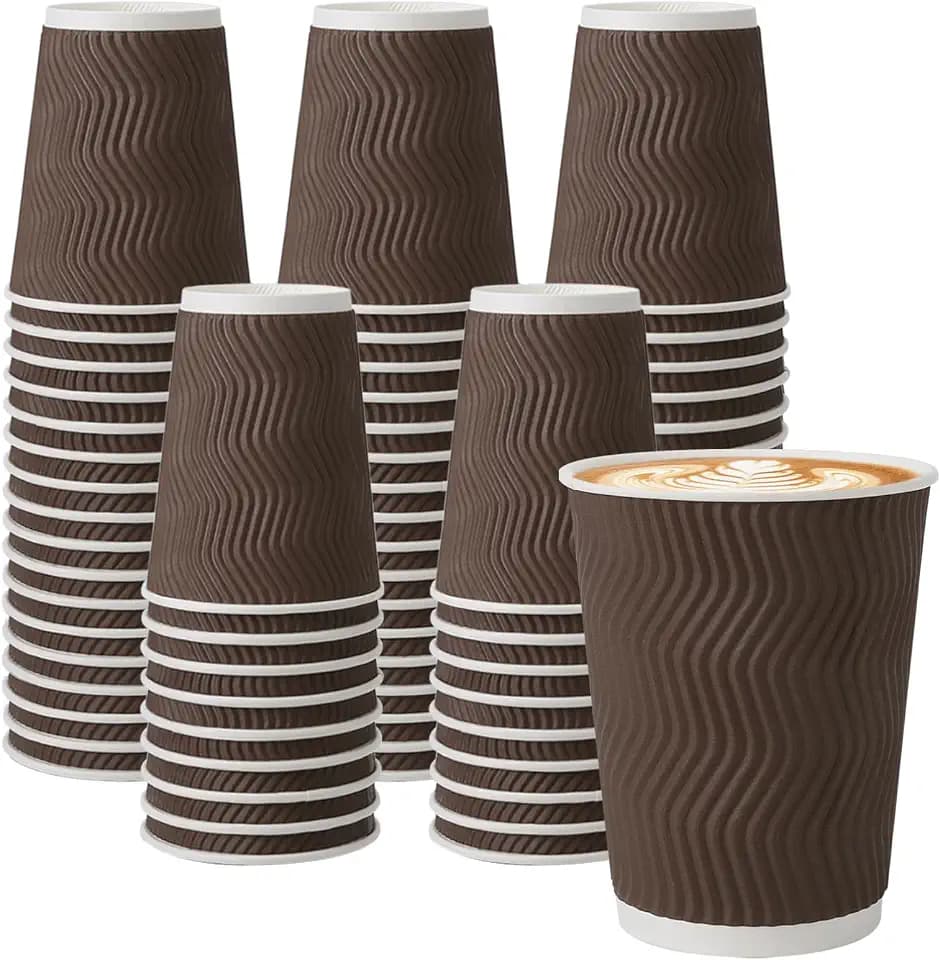BYSNOW 150 Pack 12 oz Coffee Cups, Insulated Disposable Hot Paper Cups