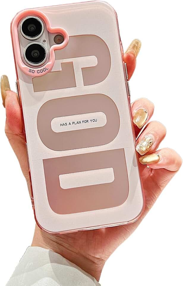 “GOD”Print Pattern Phone Case,for iPhone 17(6.3”) Pink