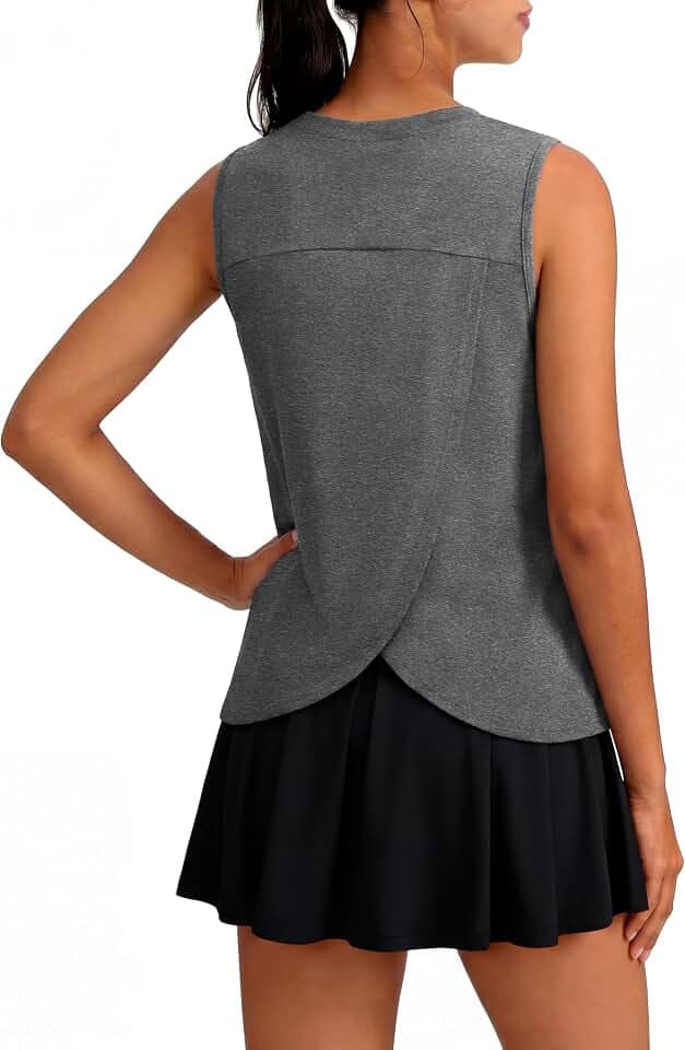 Workout Tops for Women Loose Fit Sleeveless Yoga Tank Tops Crew Neck Fitness Clothing Athletic Running Gym Shirts