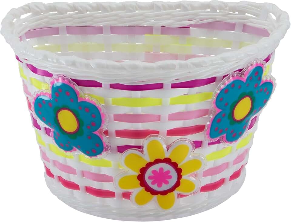 Schwinn Bike Basket for Kids Bike, with Light-Up Flowers Motion Activated, Fits Most Kids Bike Handlebars, Easy to Install Bicycle Accessories for Boys and Girls