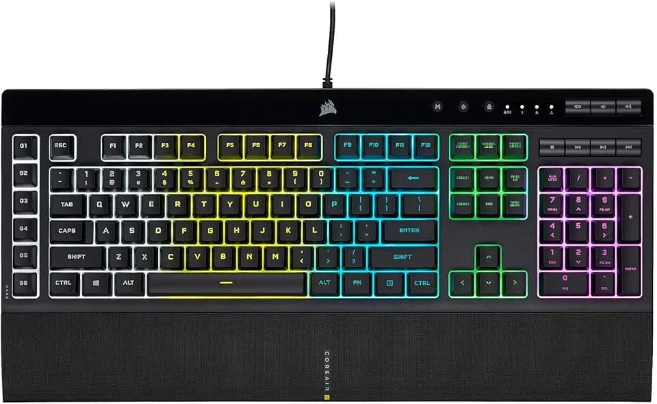 Corsair K55 RGB PRO Membrane Wired Gaming Keyboard – QWERTY US Layout, IP42 Dust and Spill-Resistant – 6 Macro Keys with Elgato Integration – iCUE Compatible – PC, Mac, Xbox – Black