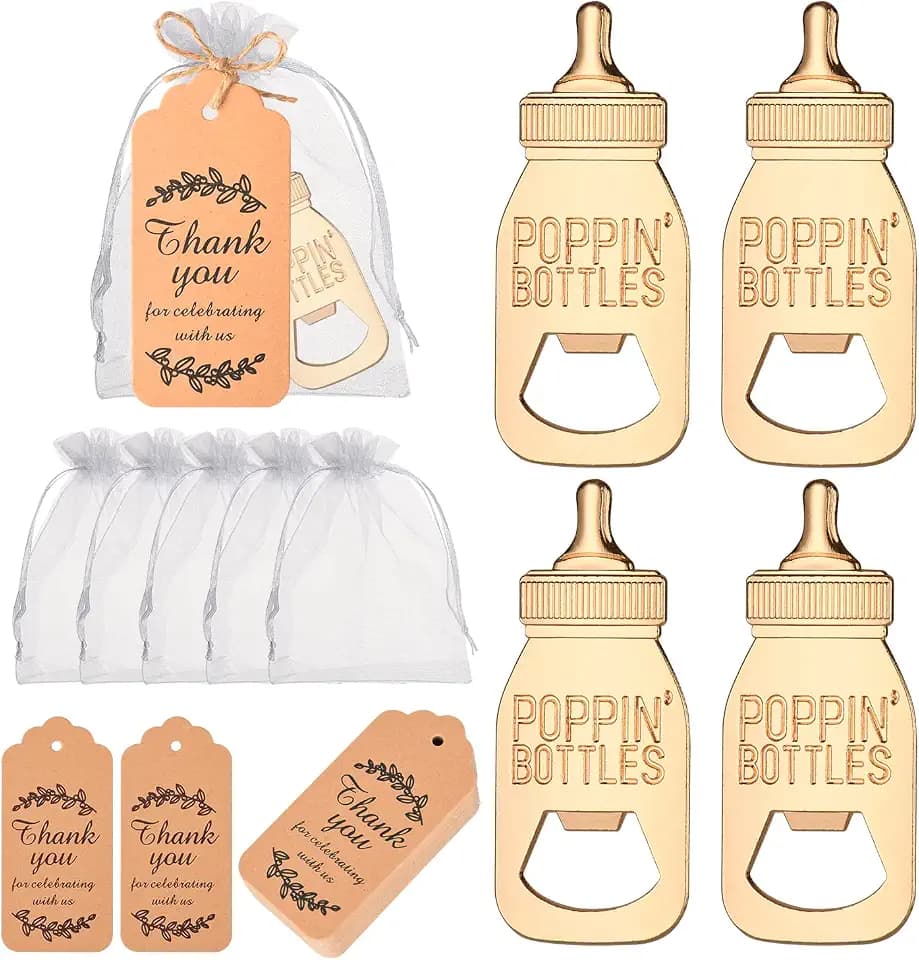 50 Pcs Golden Poppin Bottle Opener Baby Shower Favors Birthday for Guest