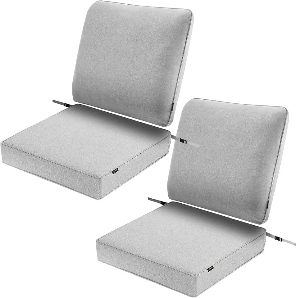 SUNROX 2 Pack Outdoor Chair Cushions Waterproof & FadeShield Patio Furniture Cushions, All-Weather Quick-Dry Deep Seat Cushions with DryMesh Drainage Replacement Cushions for Sofa Couch 24x24 Inch