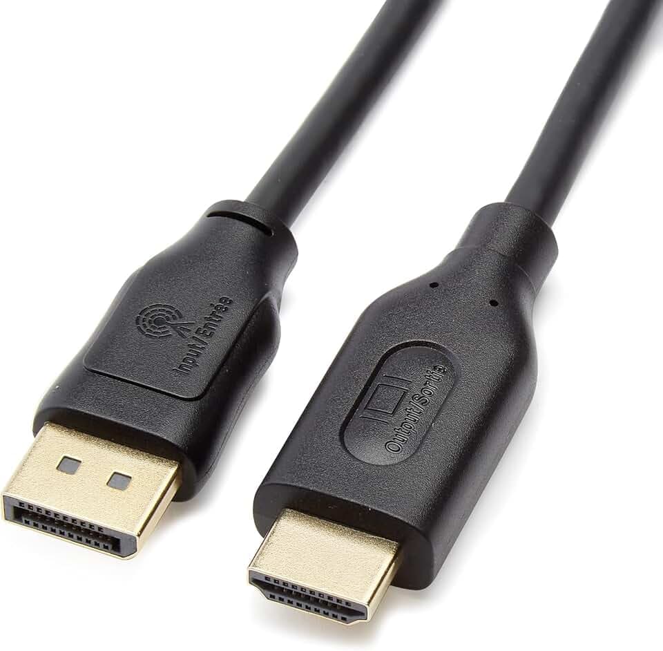 Amazon Basics DisplayPort to HDMI Cable, Uni-Directional, 4k@30Hz, 1920x1200, 1080p, Video and Audio, Gold-Plated Connectors, 10 Foot, Black