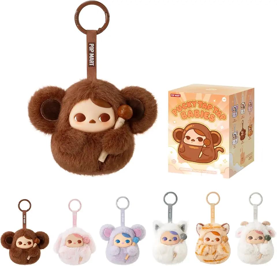 POP MART PUCKY Tap Tap Babies Series-Vinyl Plush Pendant Blind Box Figures, Collectible Toys Home Decorations, Holiday Birthday Gifts for Girls and Boys, Single Box