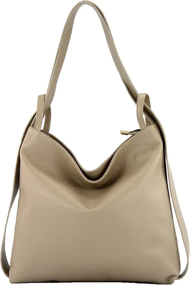 modamoda de T192 Damen Leder Rucksack Schultertasche, 40 x 37 x5 cm, Groß, handmade in Italy