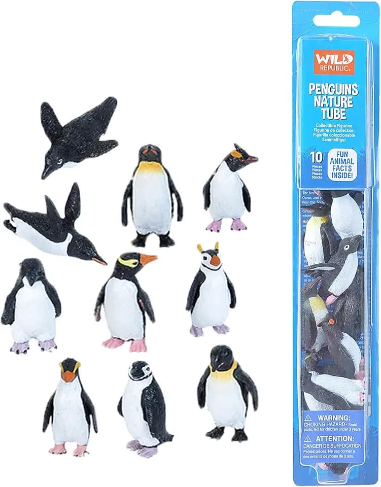 Wild Republic 20858 Pinguine Spielfiguren-Set, Nature Tube, 10-teilig, Multi, Pinguin