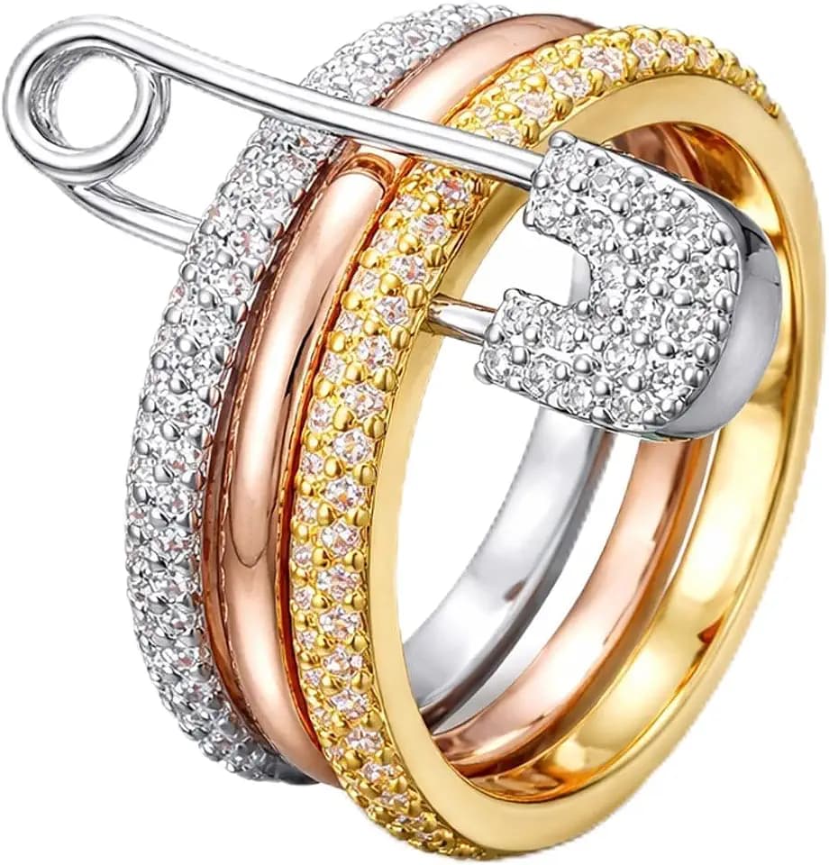 Silver Stackable Rings for Women Non Tarnish Ring Set Dainty 14k Gold Plated Cz Cubic Zirconia Wedding Thumb Ring Set Stacking Pack Statement Chunky Band Rings Unique Jewelry Gift