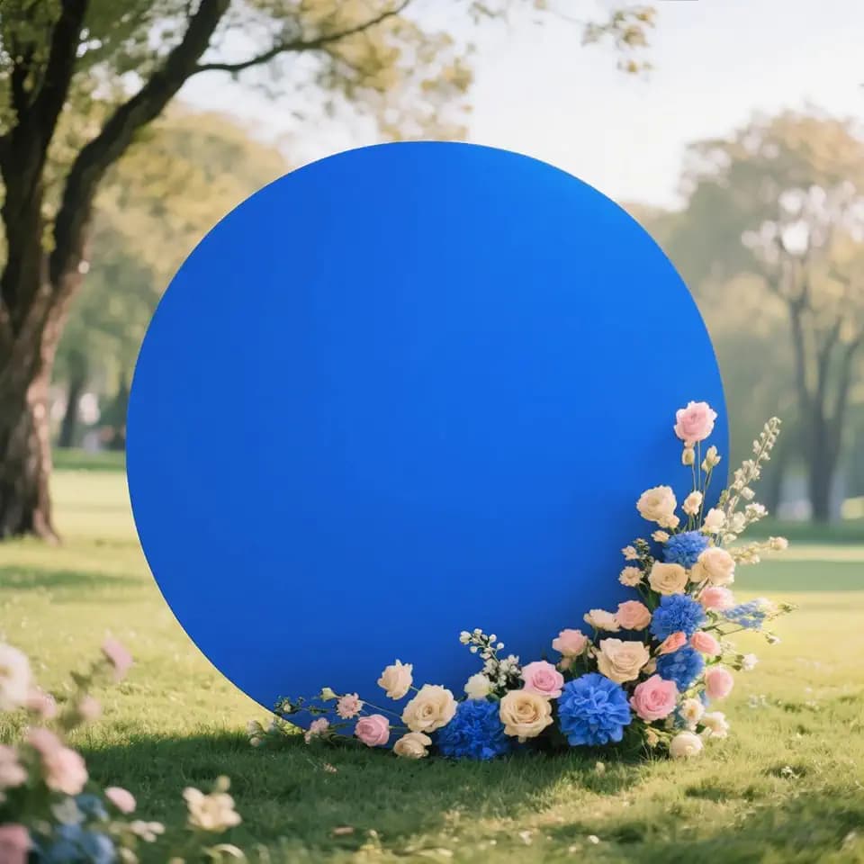 7.5FT Royal Blue Round Backdrop Cover, Arch Backgound Stand Cover