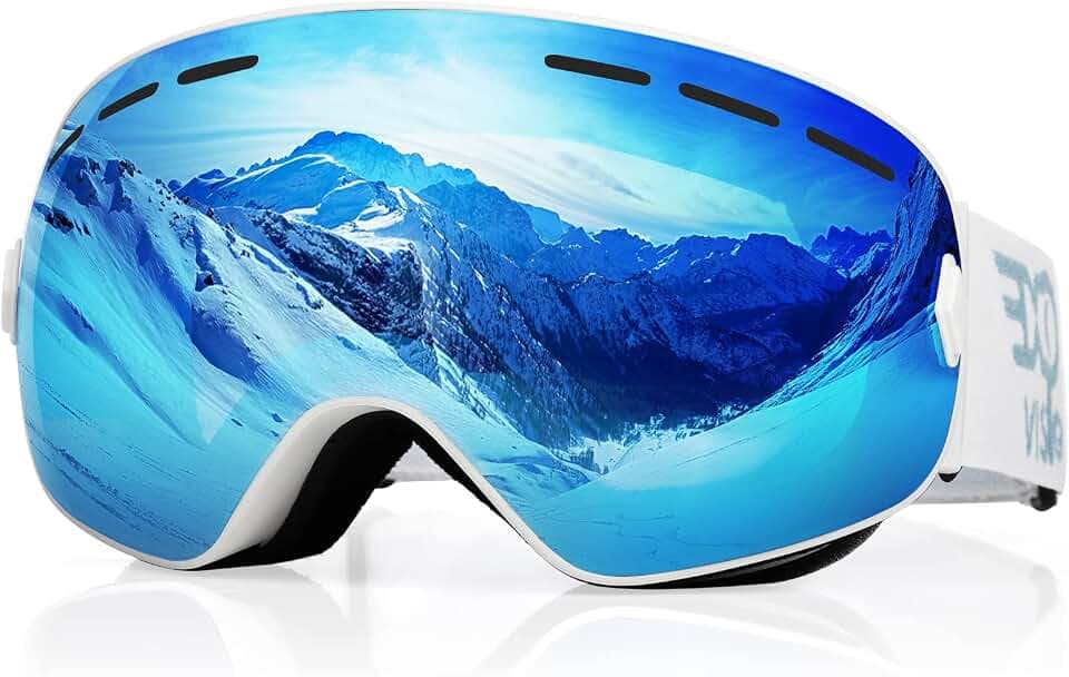 EXP VISION Snowboard Skibrille für Herren Damen Jugend, 100% UV400 Schutz Anti Beschlag über der Brille Winter Schneebrille mit sphärischer abnehmbarer Scheibe