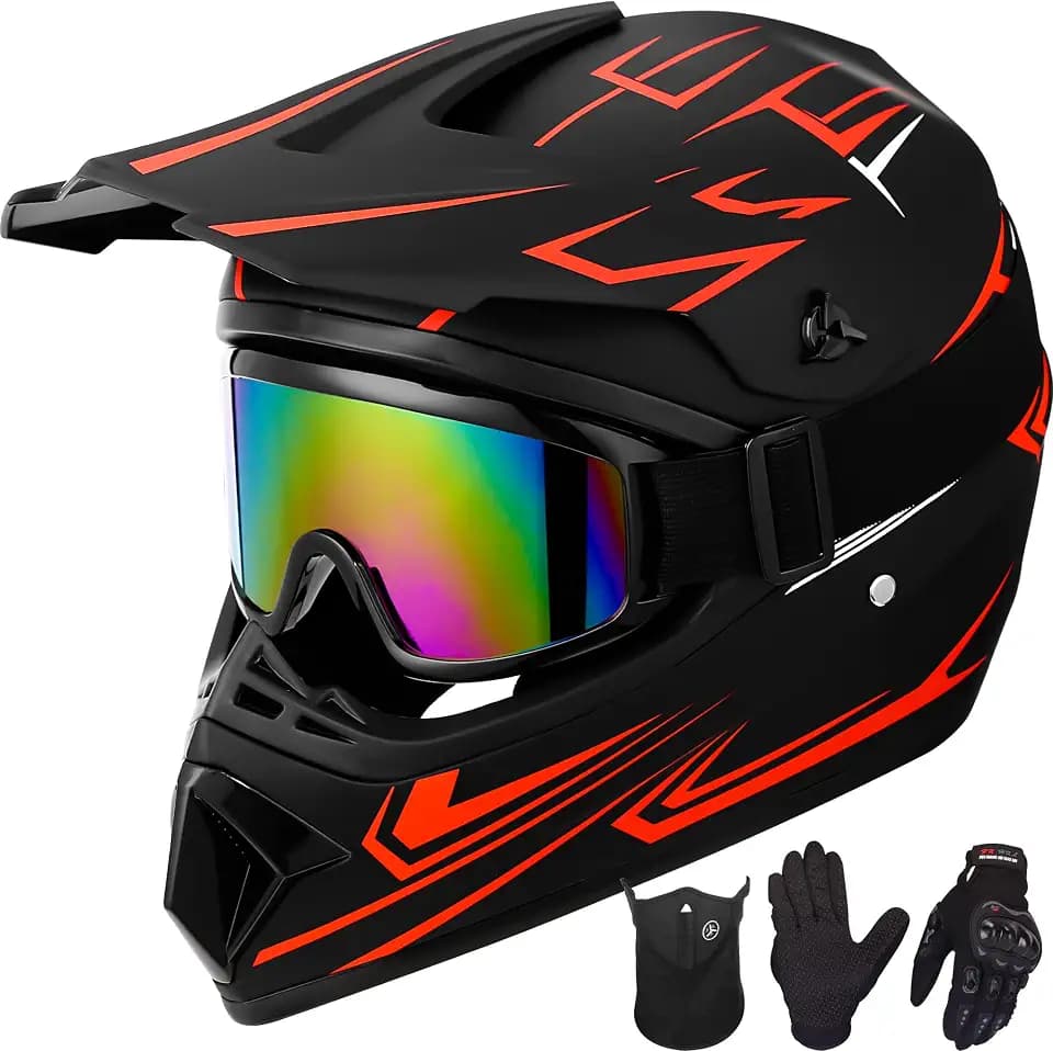 Yesmotor Youth Kids Dirt Bike Helmet DOT Approved, Full Face Motocross Set
