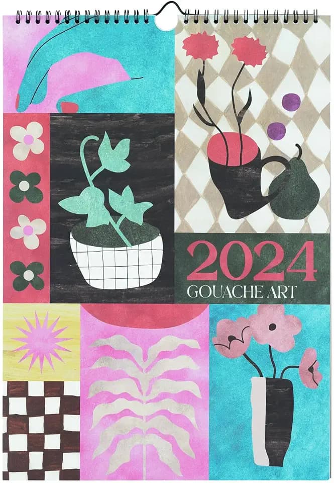 Kokonote Kalender 2024 Wandkalender 2024 Appointment Gouache Art - Kalender 2024 Familienplaner 28 x 39,7 cm 12 Monate