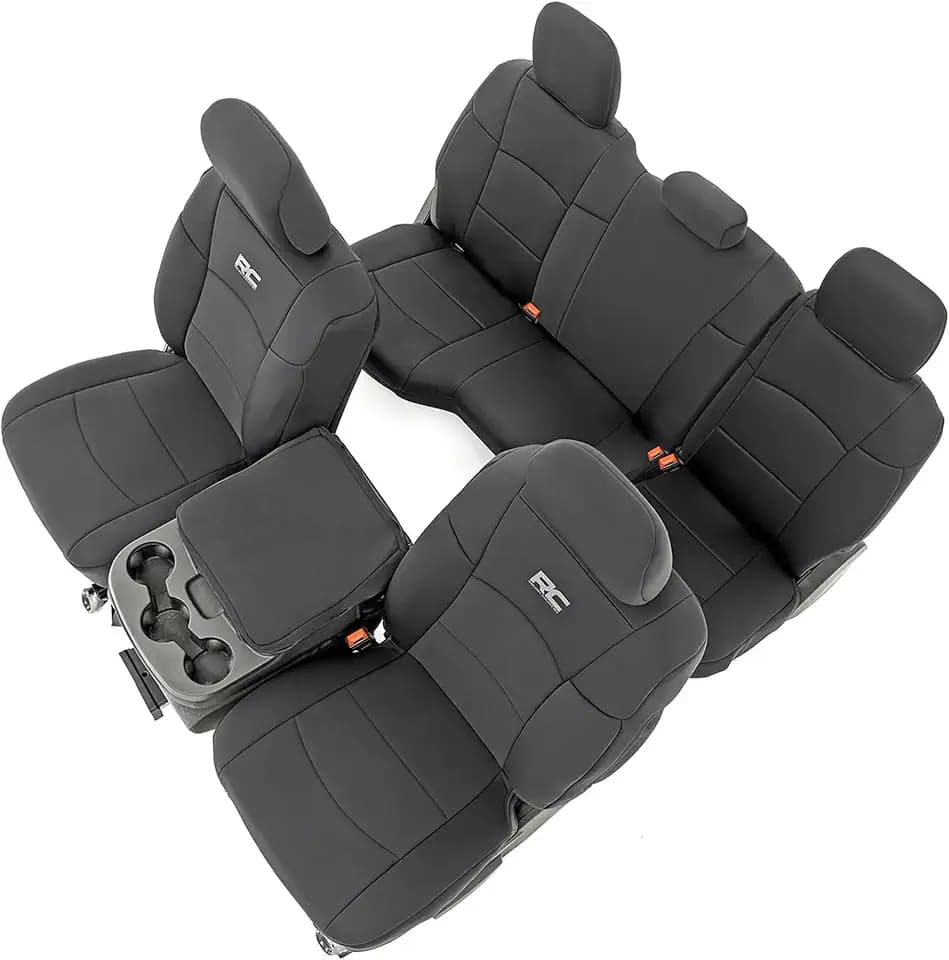 Rough Country Neoprene Front & 60/40 Rear Seat Covers for 19-22 Ram 2500-91044, Black