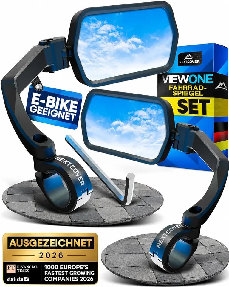 NEXTCOVER® Fahrradspiegel für Lenker [SET] – E-Bike & Pedelec geeignet I ProVision-Echtglas I fest sitzender Fahrrad Rückspiegel I Spiegel links I Rückspiegel Fahrrad I EScooter