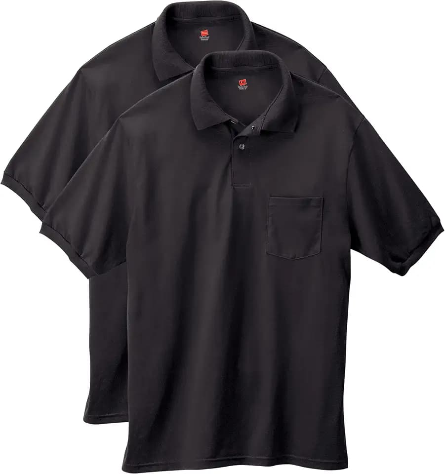 Hanes Men's Short Sleeve Jersey Pocket Polo (Pack of 2)
